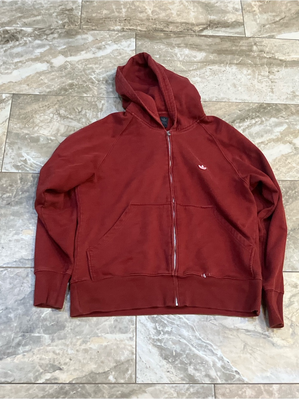 Vintage adidas Originals Trefoil Full Zip Hoodie maroon red